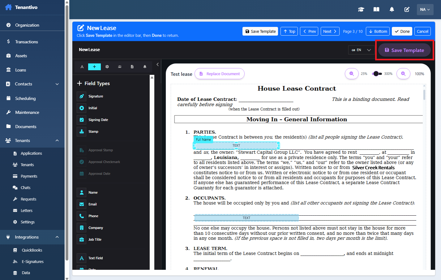Templates list with multiple templates and the Default badge