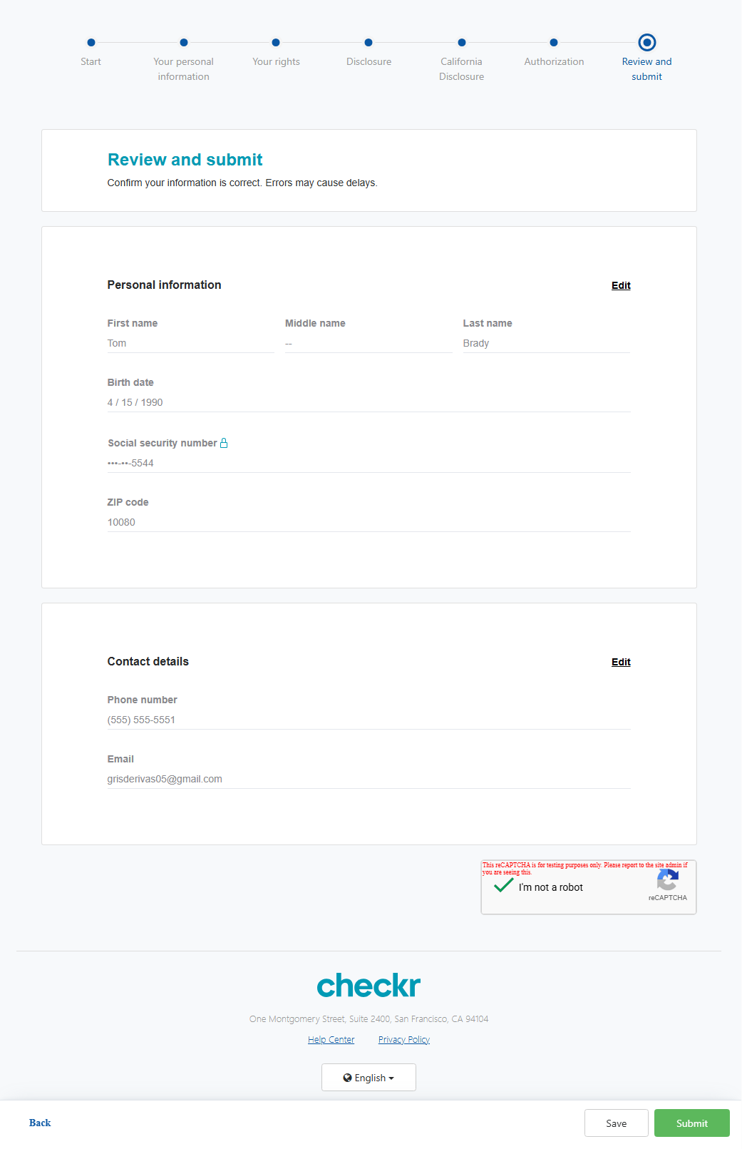 Checkr background screening workflow for applicants