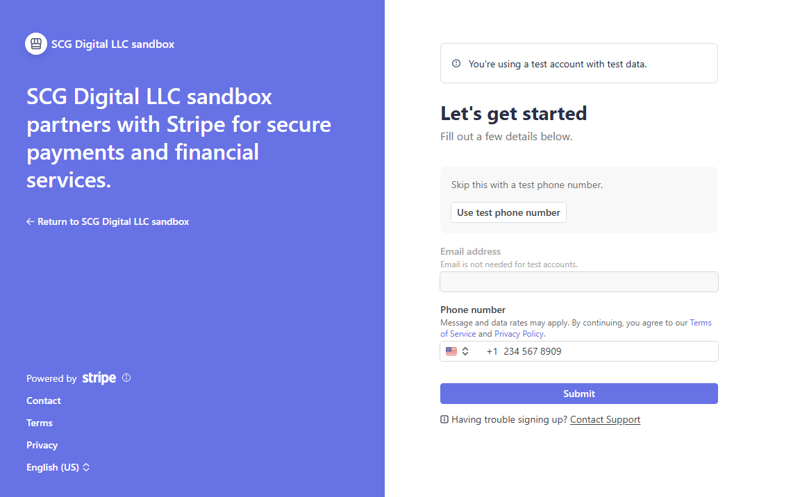 Create or sign in to Stripe